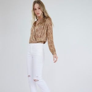 Paige white frayed denim high rise